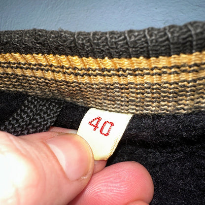 VTG 40s Wool Lined Men Zipper Jacket Sweater Salt Pepper Gray 1940s Rockabilly