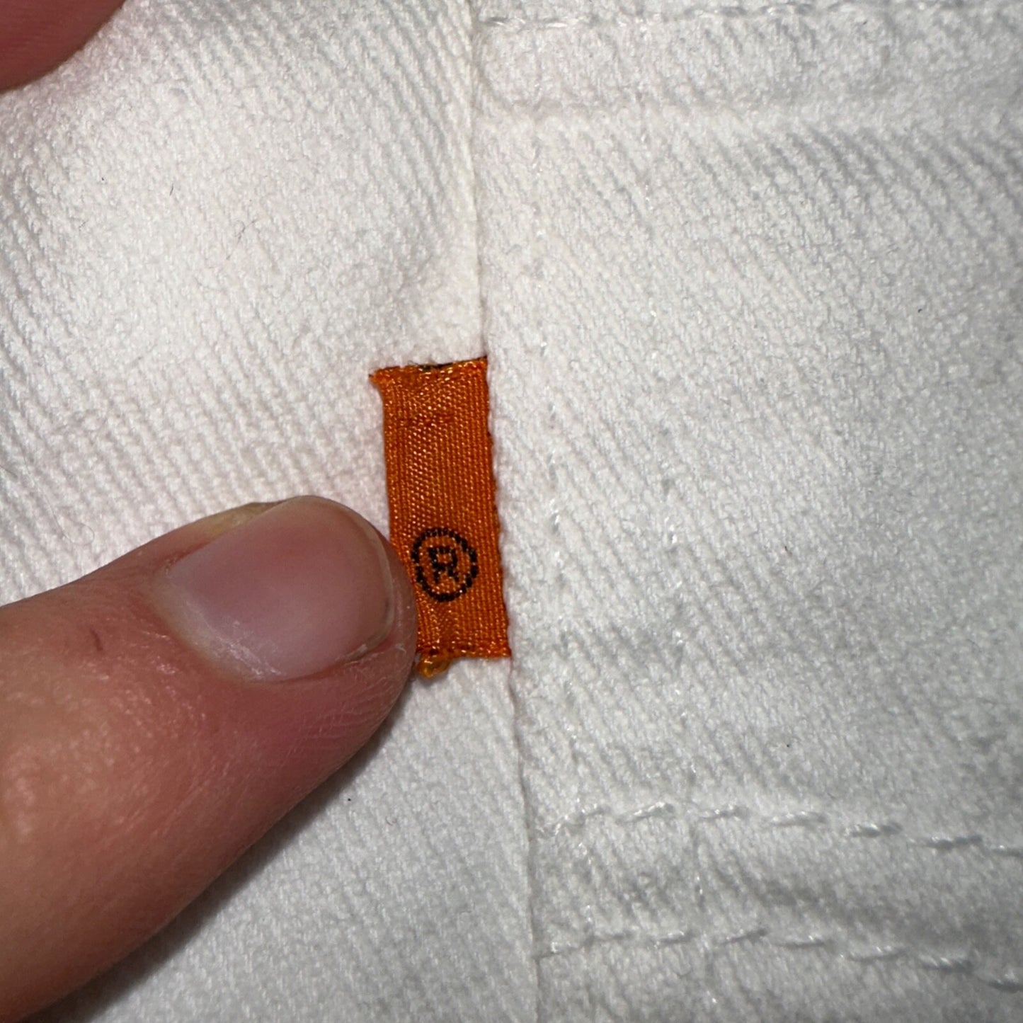 Vintage 90s Levis 950 White Denim Orange Tab Relaxed Shorts 7 High Waist