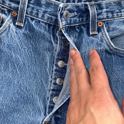 Levis 501 Vintage 90s USA XX Straight Leg Jeans Blue Med Wash 35x34 Act 32x30