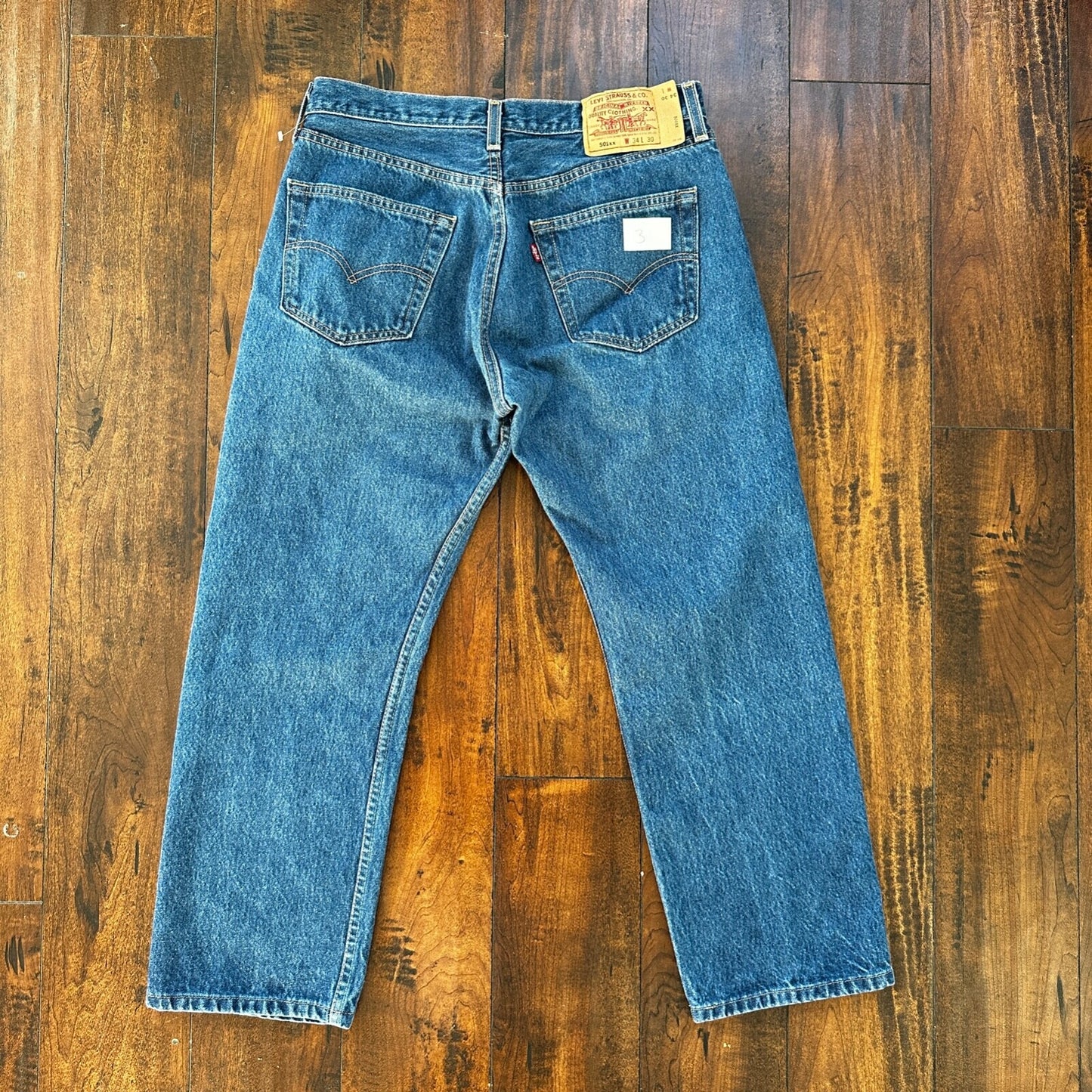 VTG Levis 501 XX Button Fly 90s USA Jeans Denim Straight Capri 34x30 Act 30x25