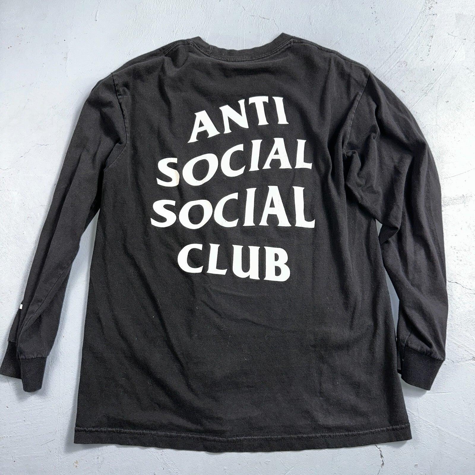 Anti Social Social Club Get Weird VTG T Shirt Y2K Long Sleeve Black Has Stains