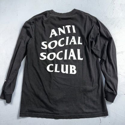 Anti Social Social Club Get Weird VTG T Shirt Y2K Long Sleeve Black Has Stains