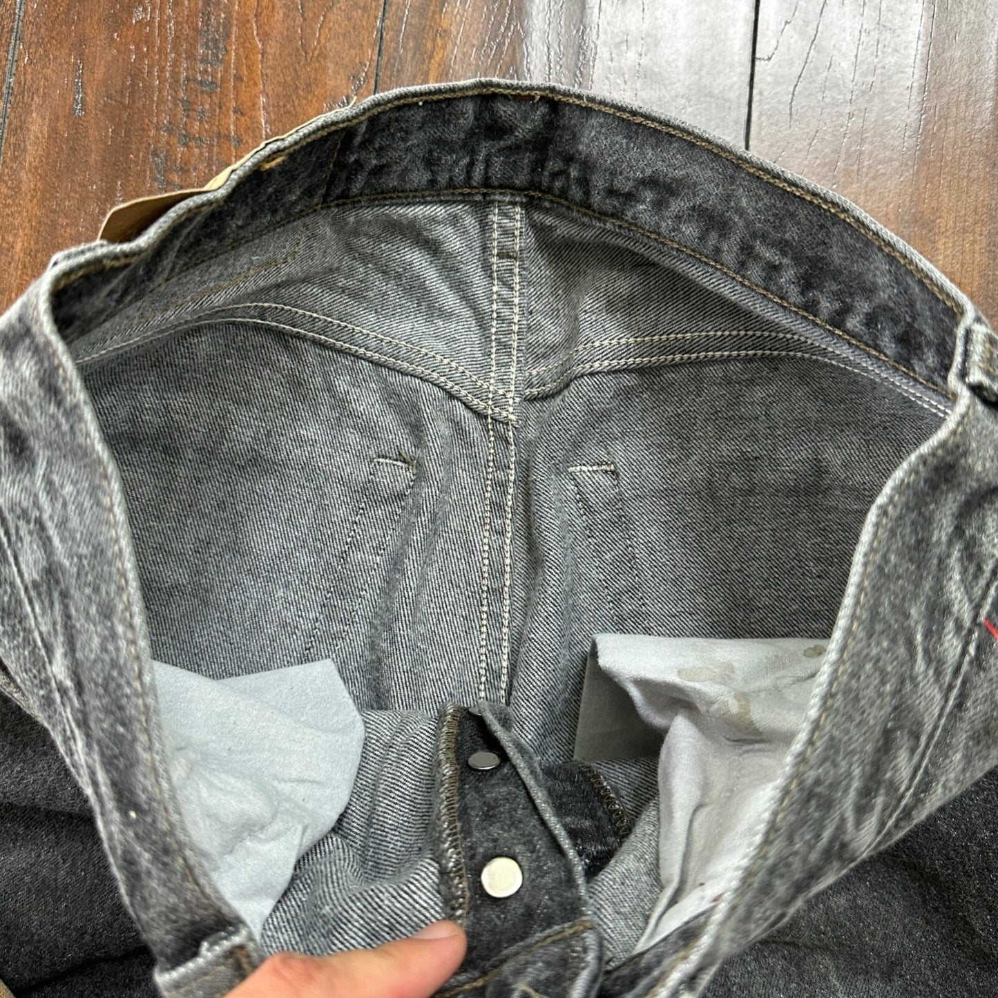 VTG 90s Levis 501 Button Fly 32x34 USA Tag Jeans Black Wash XX Act 30x32