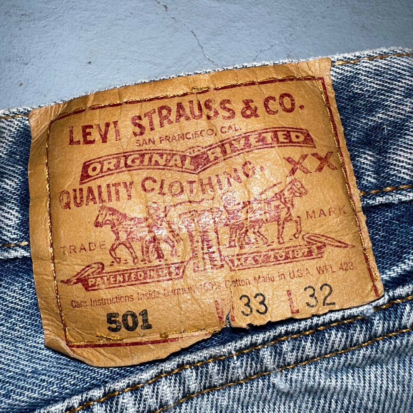 Levis 501 Vintage 90s USA XX Straight Leg Jeans Blue Med Wash 33x32 Act 32x30