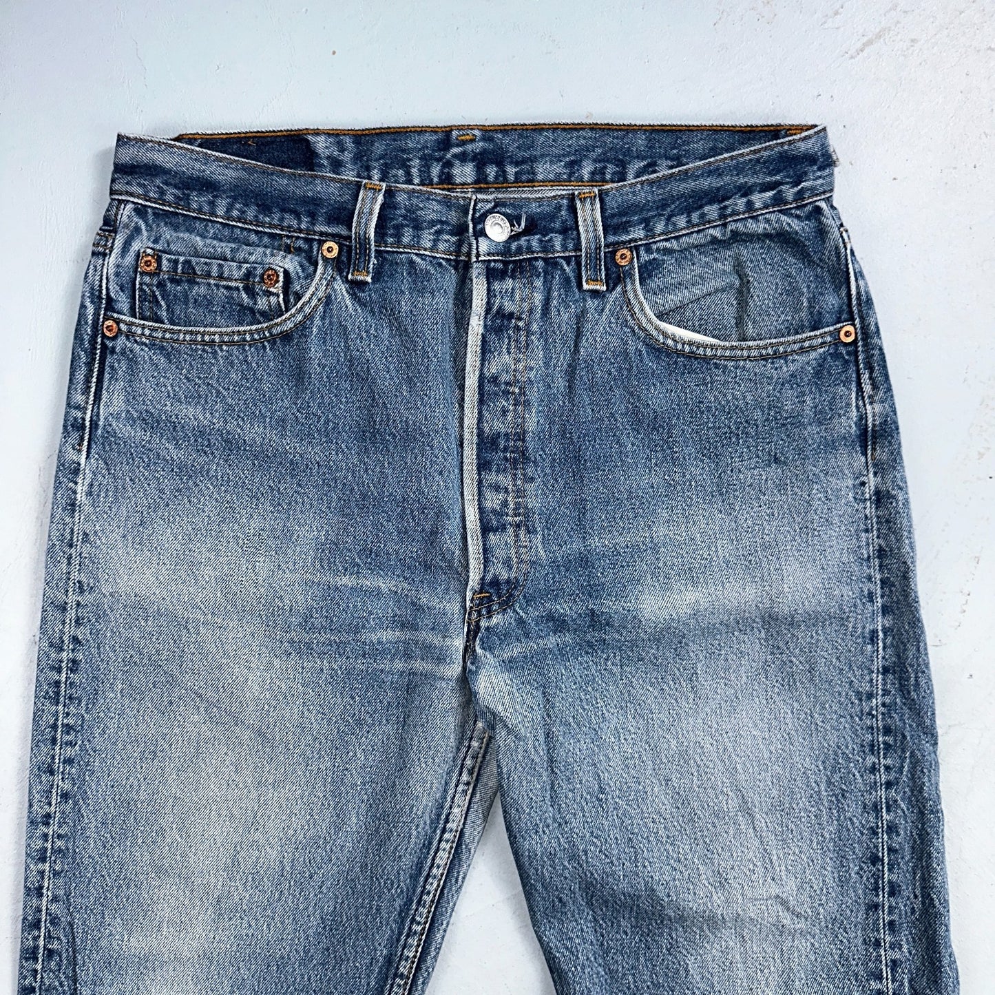 Levis 501 Vintage 90s USA XX Straight Leg Jeans Blue Light Wash 35x33 Act 32x30