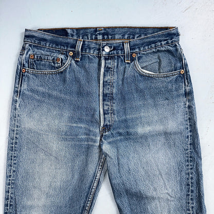 Levis 501 Vintage 90s USA XX Straight Leg Jeans Blue Light Wash 35x33 Act 32x30