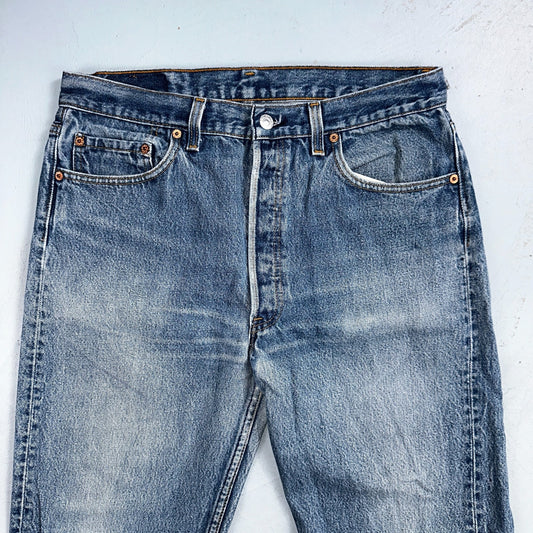 Levis 501 Vintage 90s USA XX Straight Leg Jeans Blue Light Wash 35x33 Act 32x30