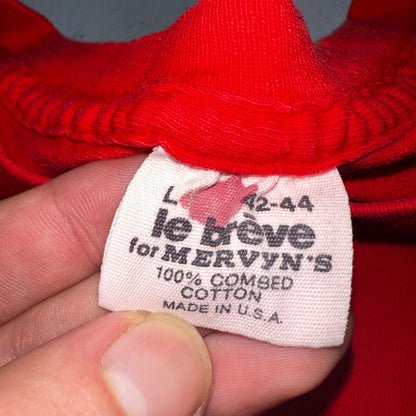 Le Breve Pocket USA VTG T Shirt 90s Red No Print Lot 1 Single Stitch Basic