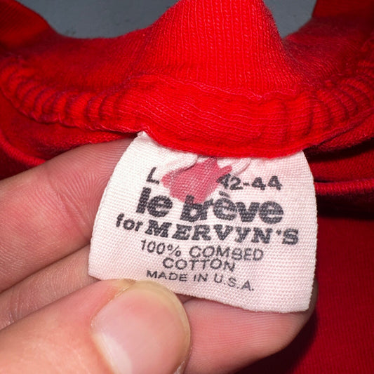 Le Breve Pocket USA VTG T Shirt 90s Red No Print Lot 1 Single Stitch Basic