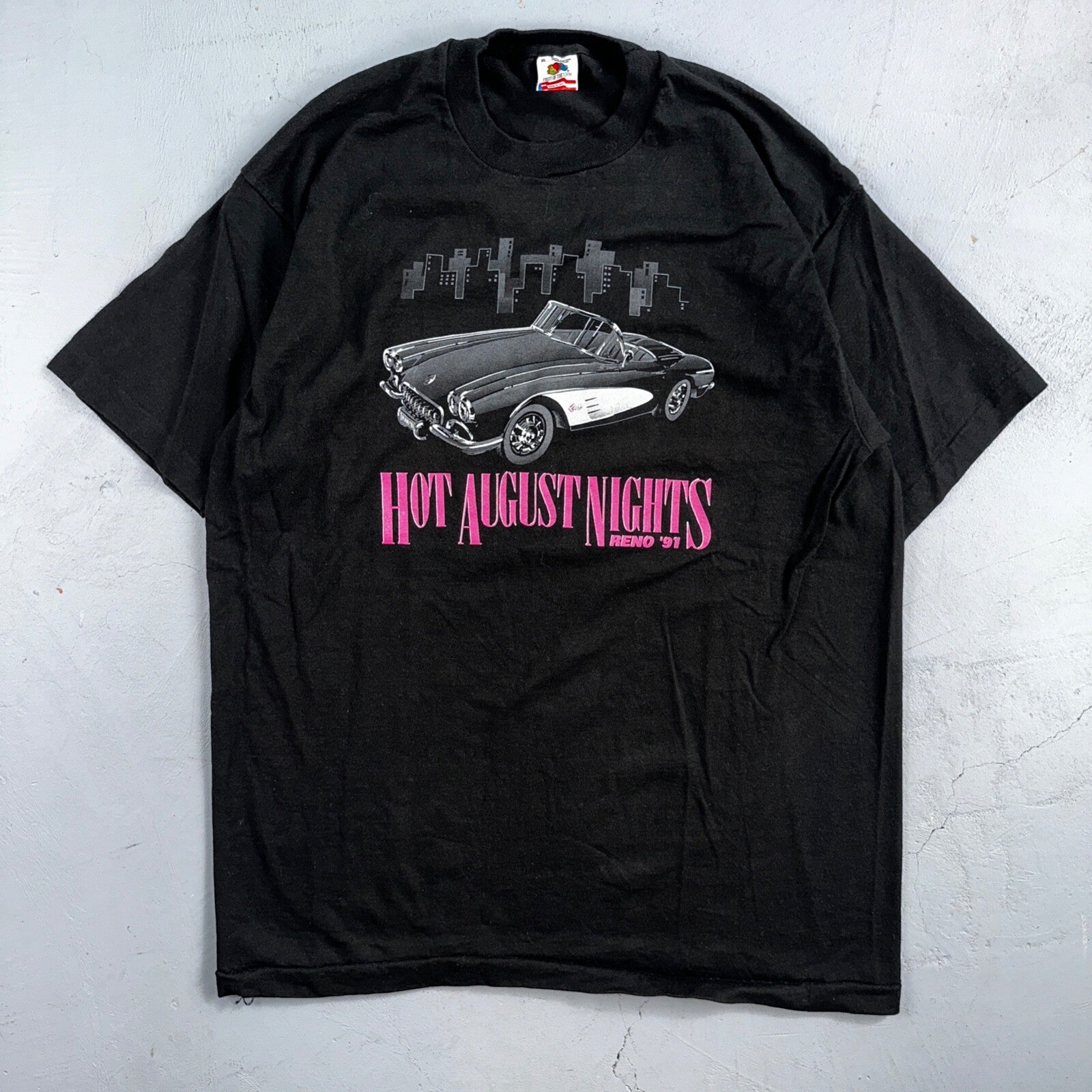 Hot August Nights Reno Car 90s VTG T Shirt Fruit Of The Loom 90s USA Flag XL Rap