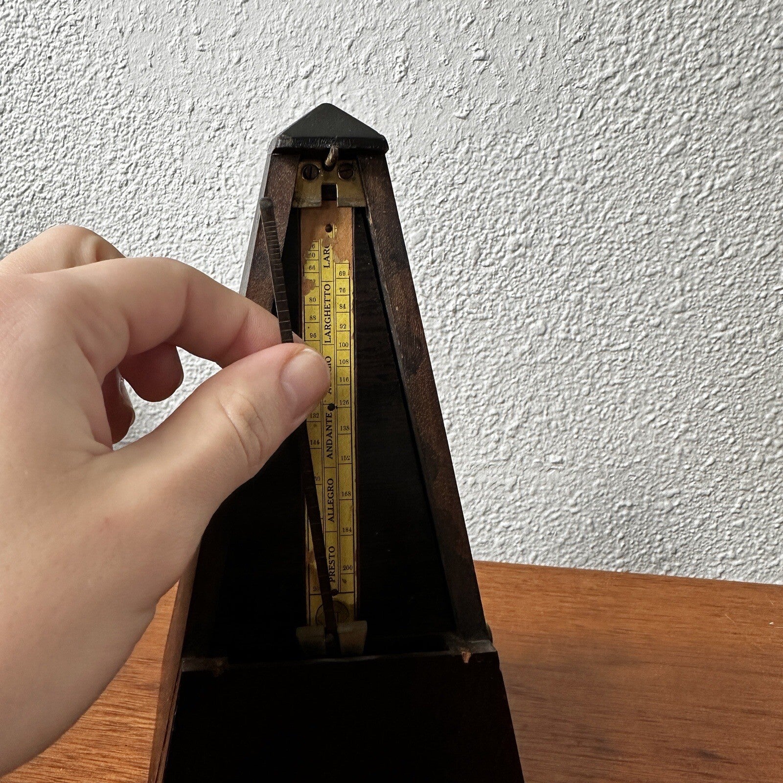 Hollande Angleterre Improved Maelzel Metronome Windup Wood Vtg Antique Paris