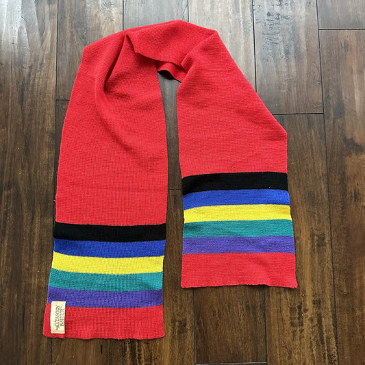 Scarf Accessory Institute Red Striped Multi Color Hipster 80s 90s Vintage Winter