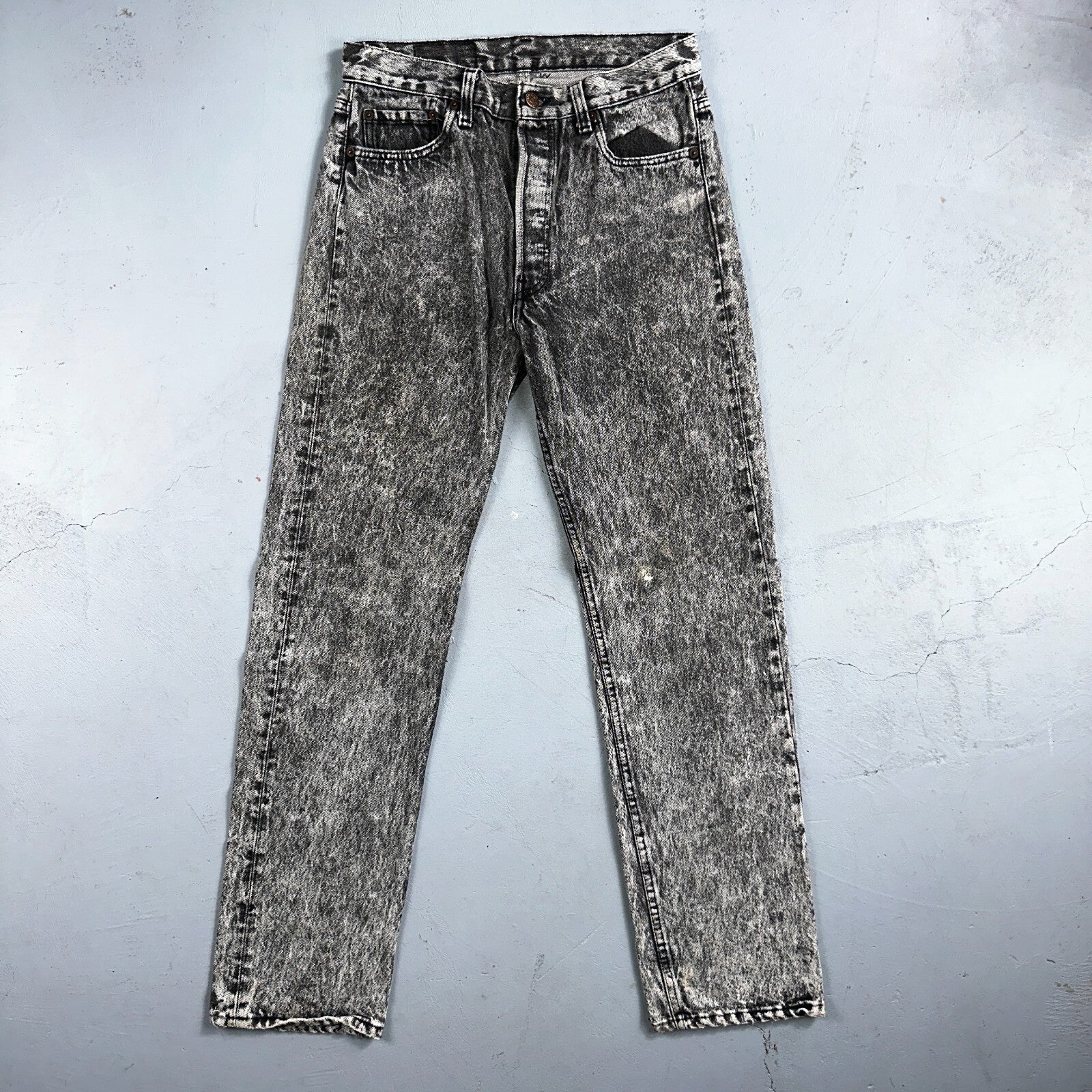 Levis 501 Vintage 90s USA XX Straight Leg Jeans Black Acid Wash 30x32 Act 28x31