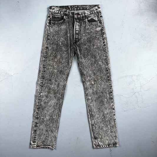 Levis 501 Vintage 90s USA XX Straight Leg Jeans Black Acid Wash 30x32 Act 28x31