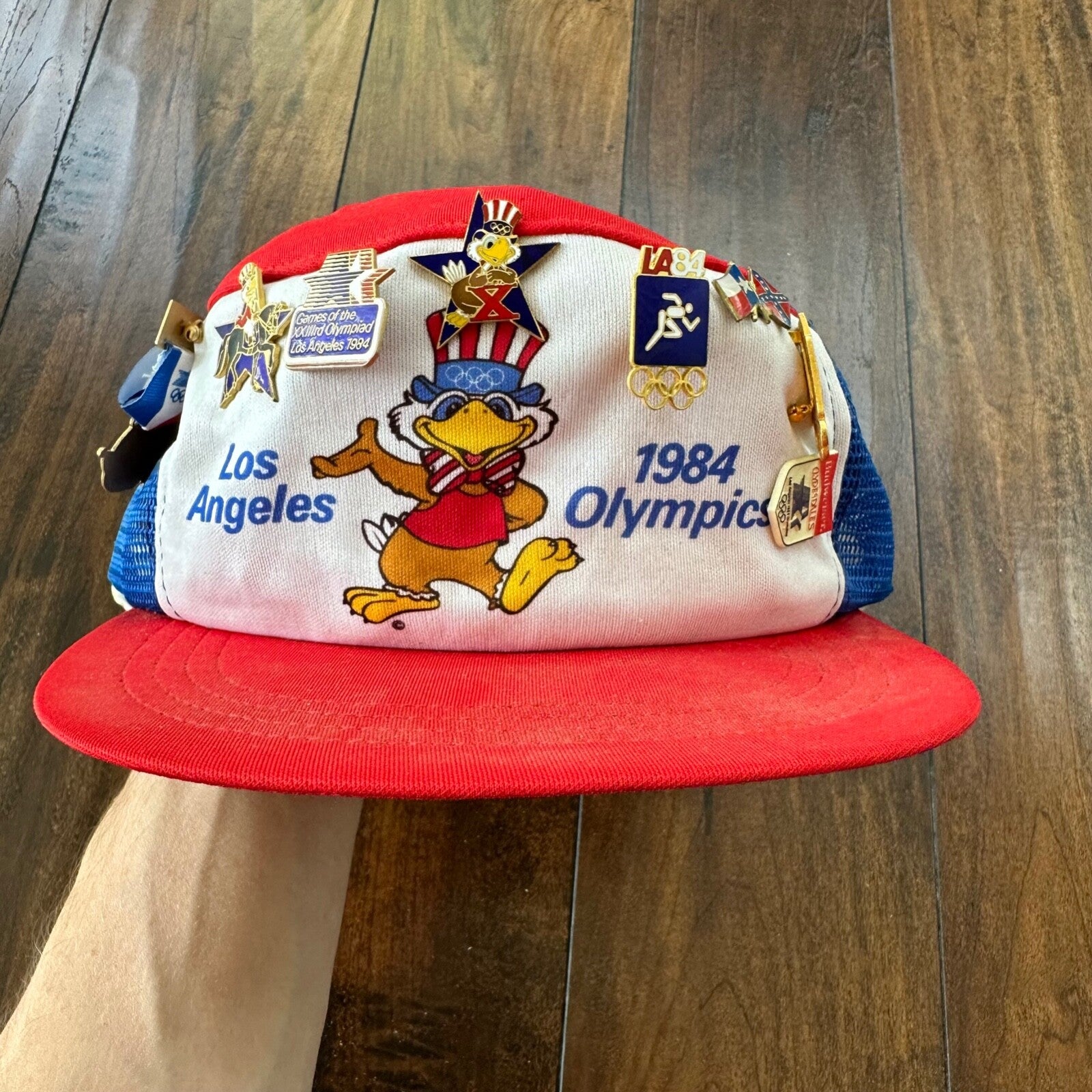 LA Olympics 1984 Vintage Hat Cap Snapback Pins Gold Medal USA Los Angles 80s