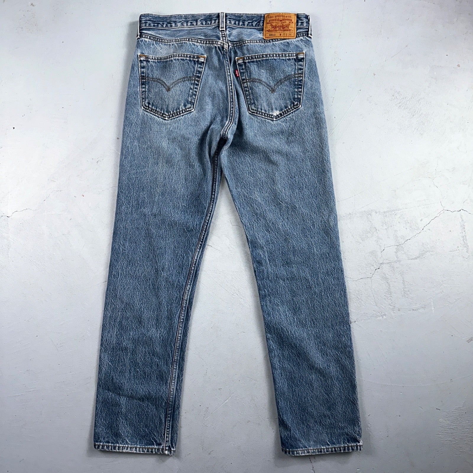 Levis 501 Vintage 90s USA XX Straight Leg Jeans Blue Light Wash 35x34 Act 33x31