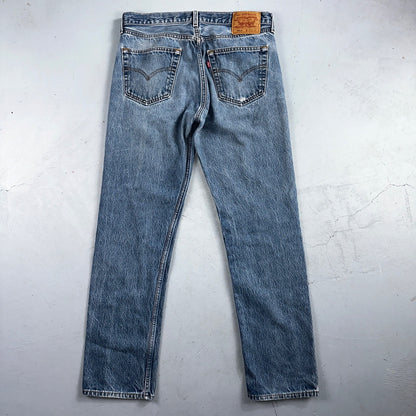 Levis 501 Vintage 90s USA XX Straight Leg Jeans Blue Light Wash 35x34 Act 33x31