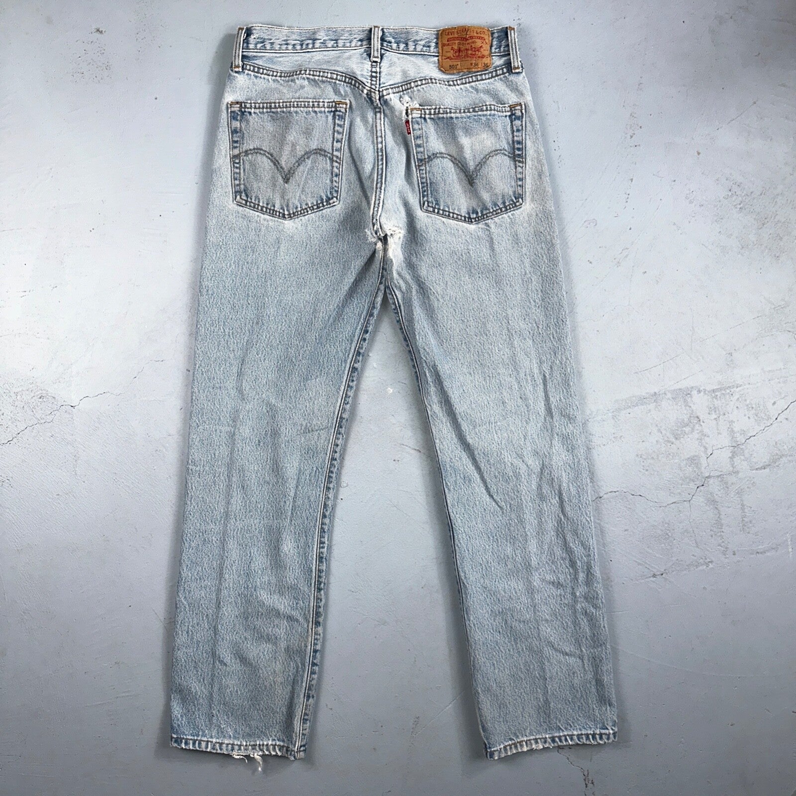 Levis 501 Vintage 90s USA XX Straight Leg Jeans Blue Med Wash 34x36 Act 31x31