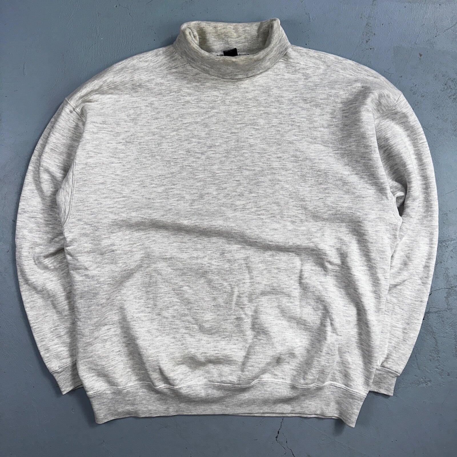 Lands End VTG Mens Large Long Sleeve Gray Turtleneck Shirt USA MADE