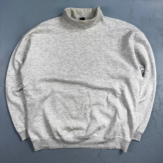 Lands End VTG Mens Large Long Sleeve Gray Turtleneck Shirt USA MADE