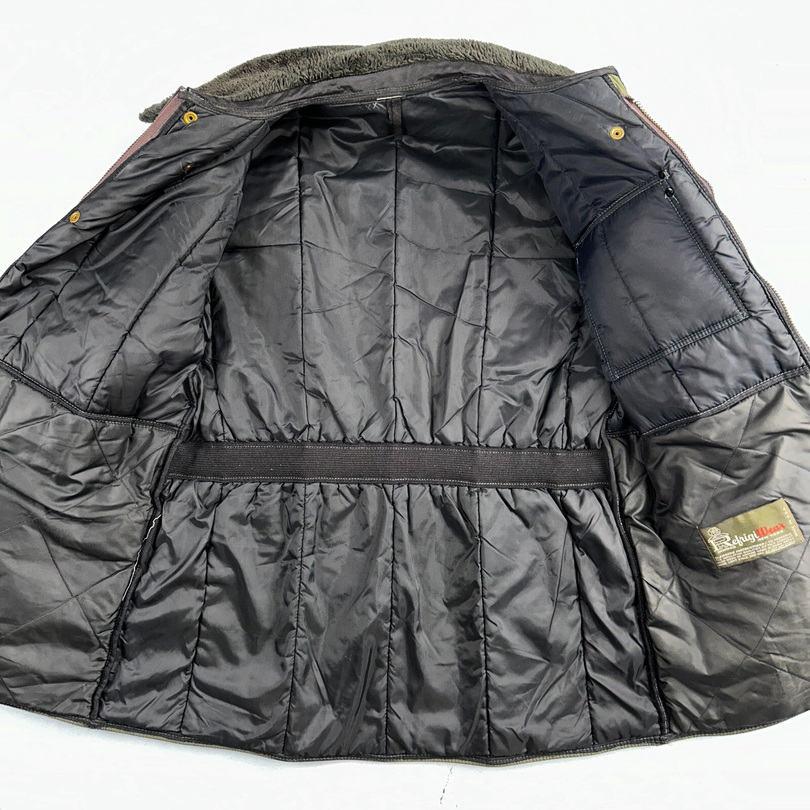 Vintage 1960s Green Parka Puffer Jacket Coat Men's L USA Refrigiwear Ski 60s