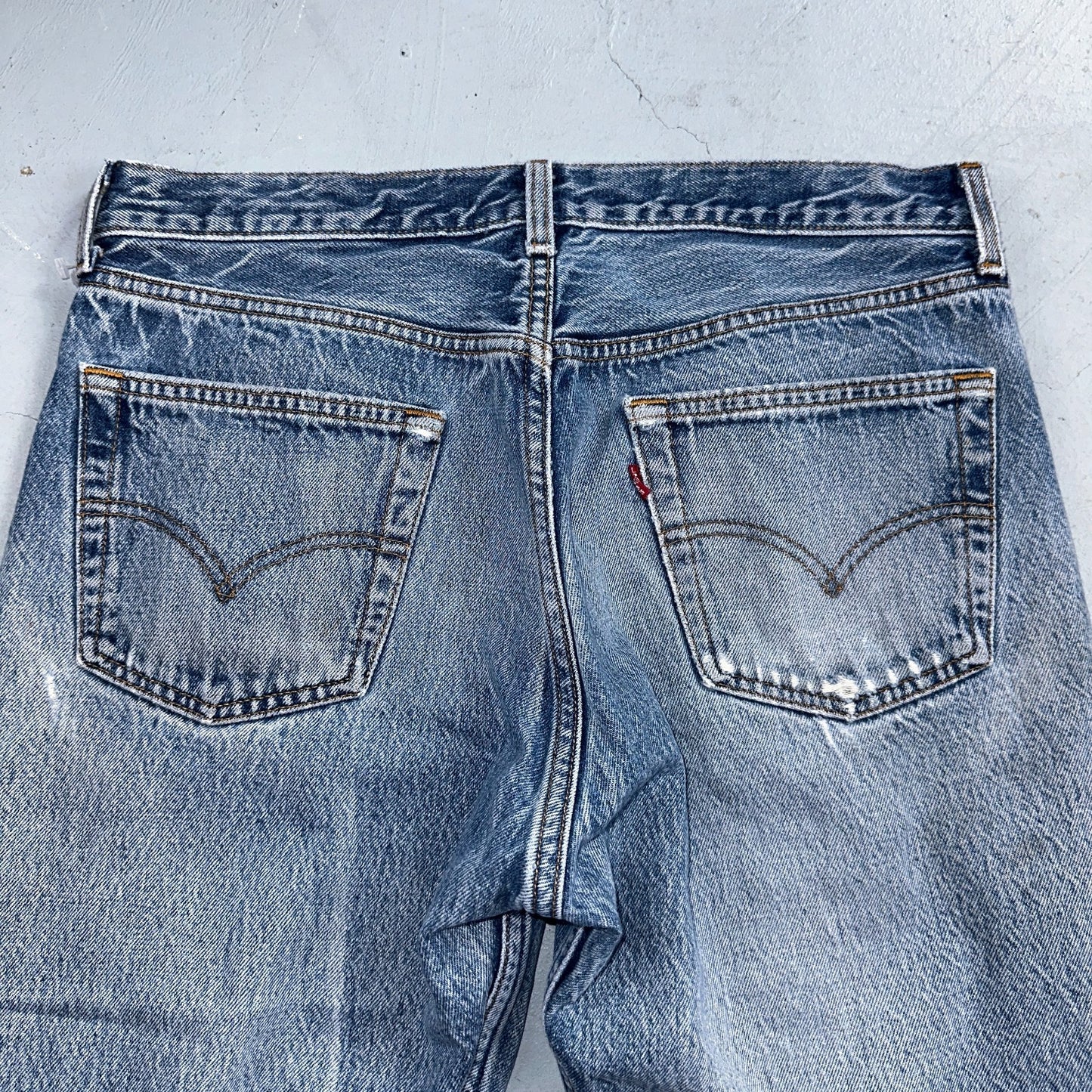 Levis 501 Vintage 90s USA XX Straight Leg Jeans Blue Light Wash 35x32 Act 31x29