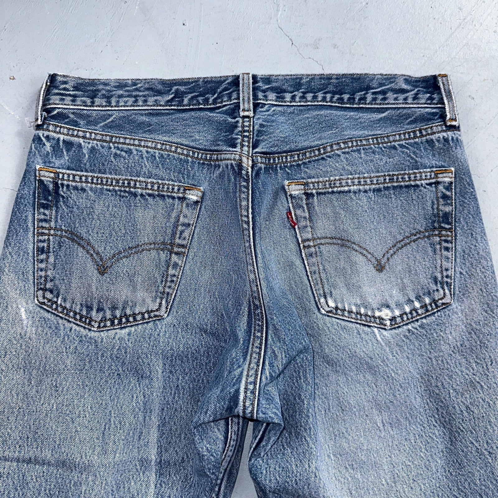 Levis 501 Vintage 90s USA XX Straight Leg Jeans Blue Light Wash 35x32 Act 31x29