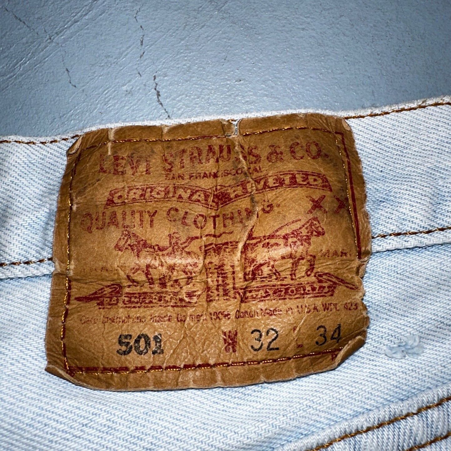 Levis 501 Vintage 90s USA XX Straight Leg Jeans Blue Light Wash 32x34 Act 29x26