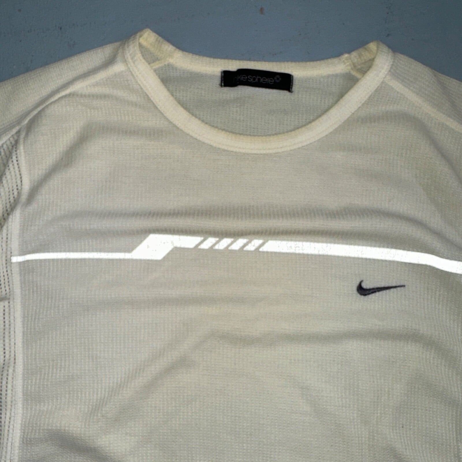 Nike Sphere VTG T Shirt 3M Check Textured Short Sleeve White/Yellow Tennis Sport