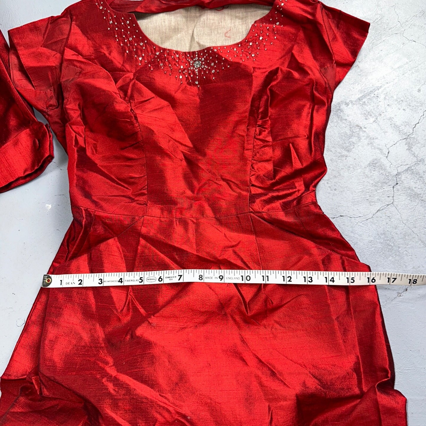 Real Vintage 1940s Lorayne Original Long Red Top Button Down Dress Women's 40s