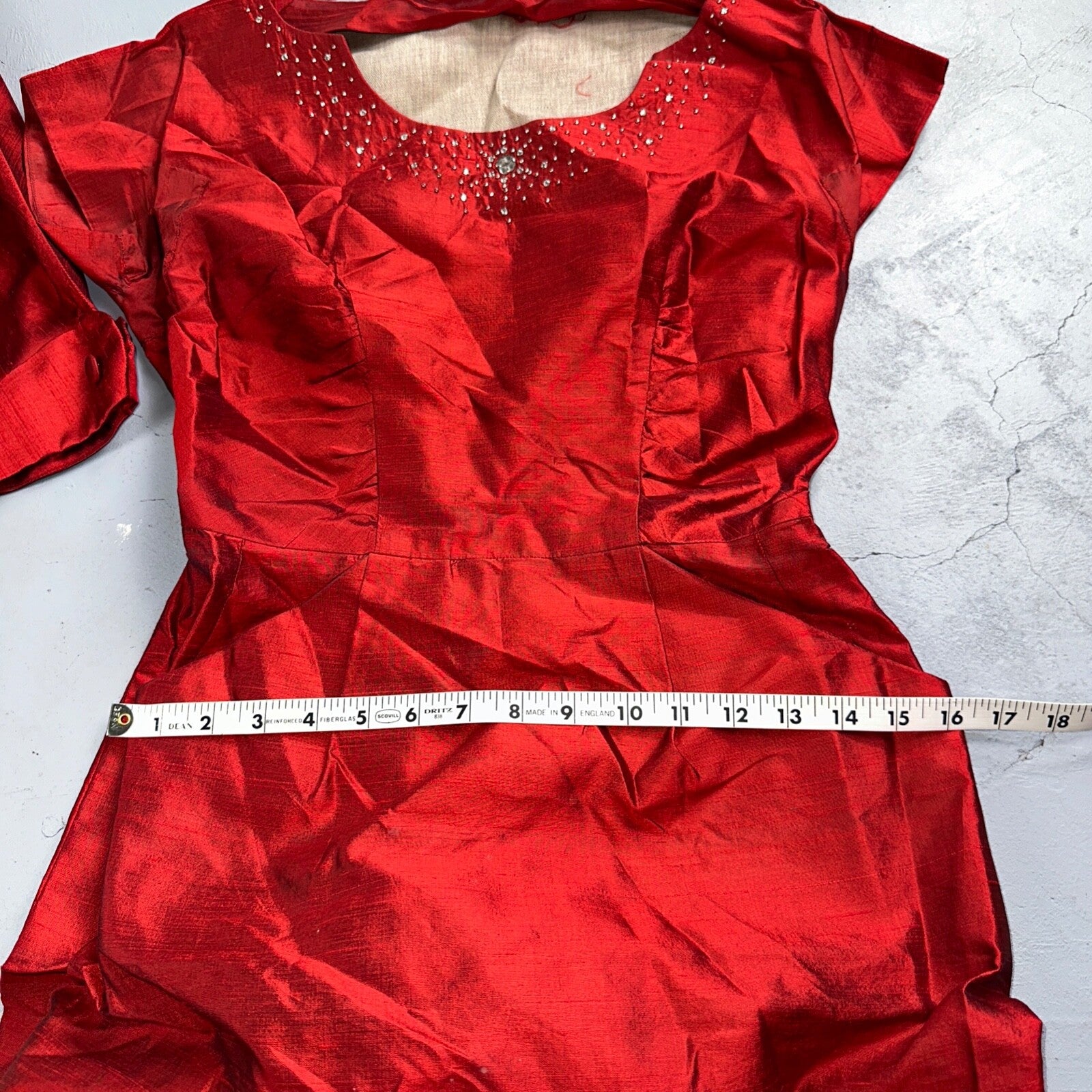 Real Vintage 1940s Lorayne Original Long Red Top Button Down Dress Women's 40s