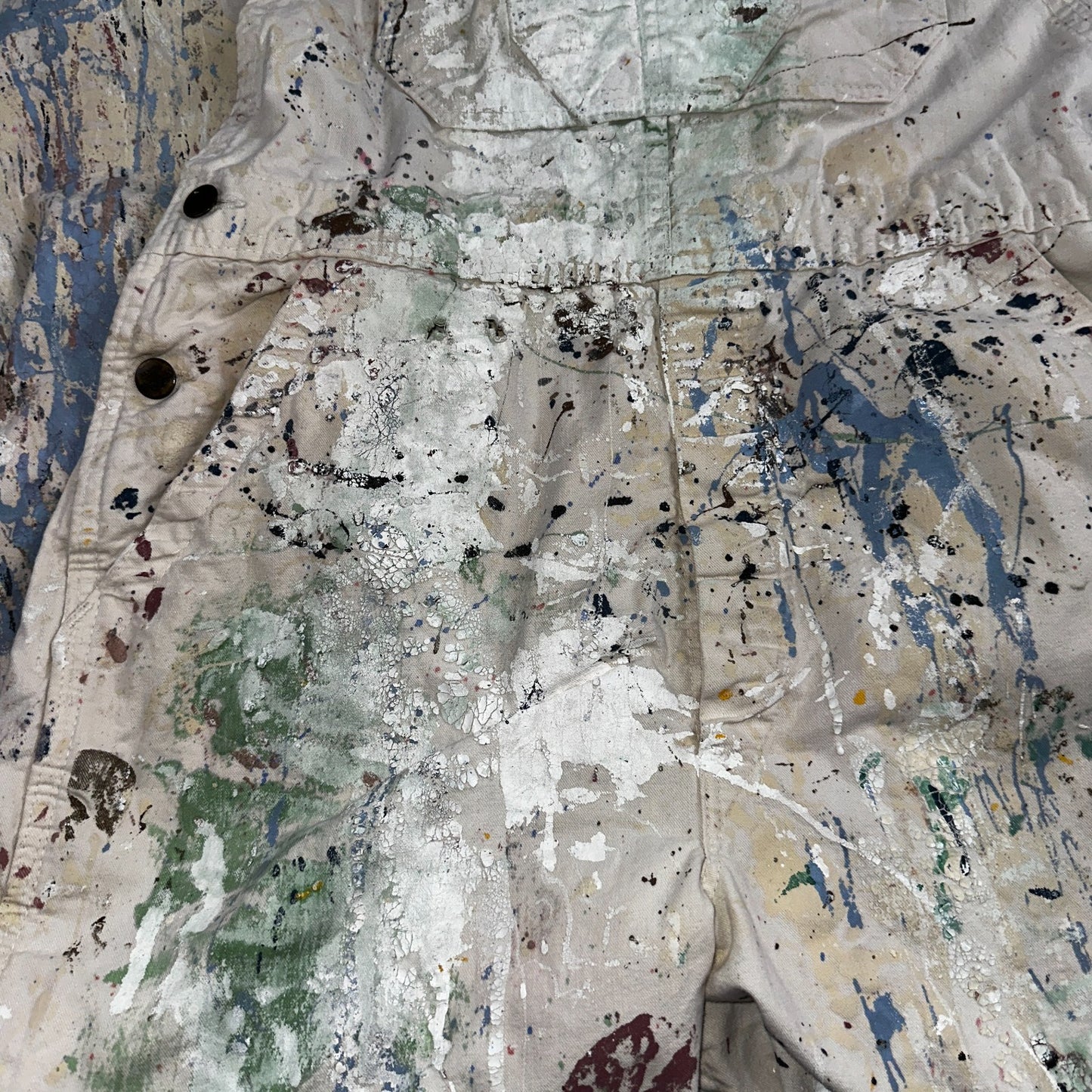 VTG Washington Dee Cee Thrashed Overalls Carpenter Bibs Workwear Painter Paint