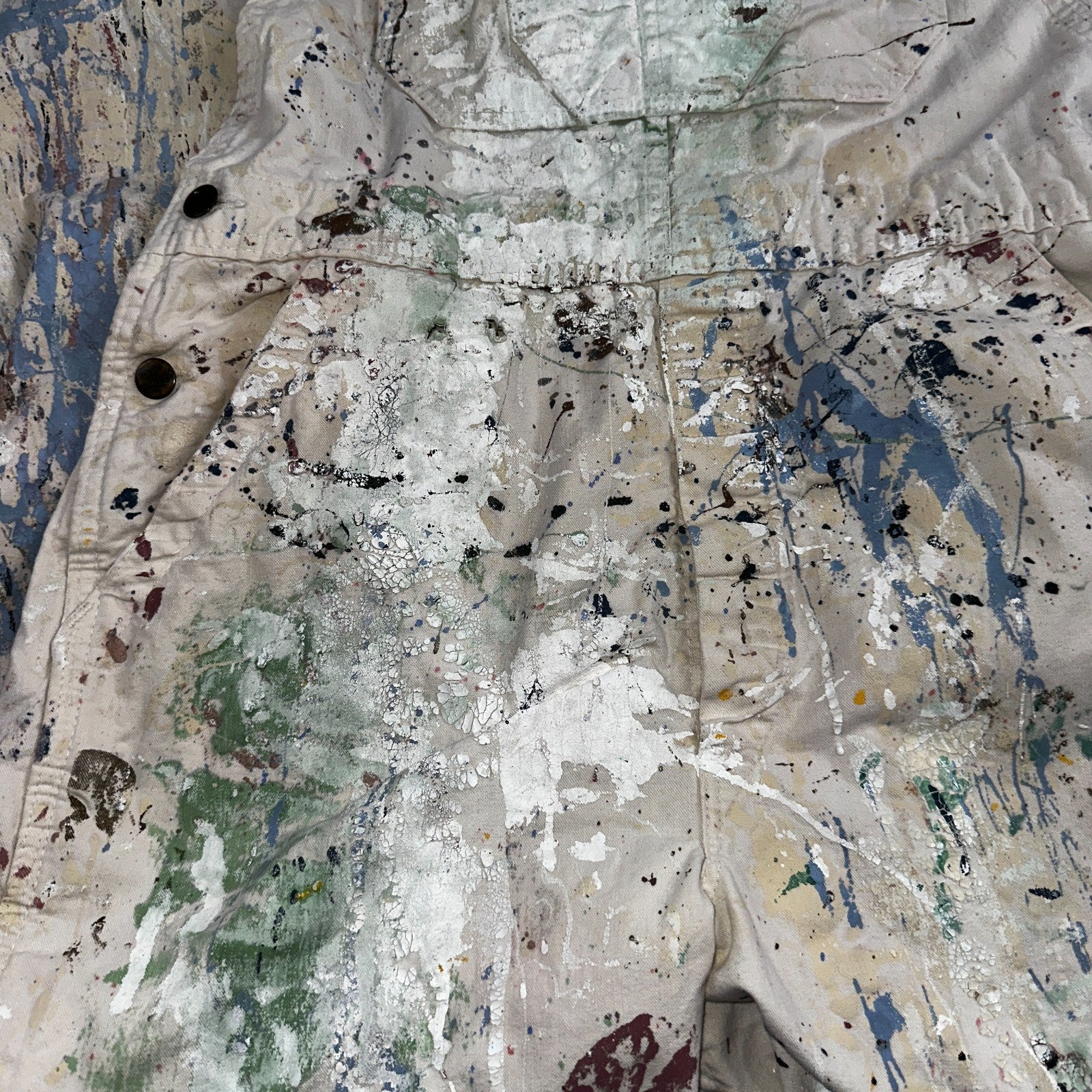 VTG Washington Dee Cee Thrashed Overalls Carpenter Bibs Workwear Painter Paint