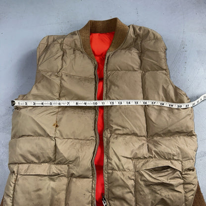Vtg Pioneer Sportswear M 60s Union Reversible Tan Blaze Orange Canada Down Vest