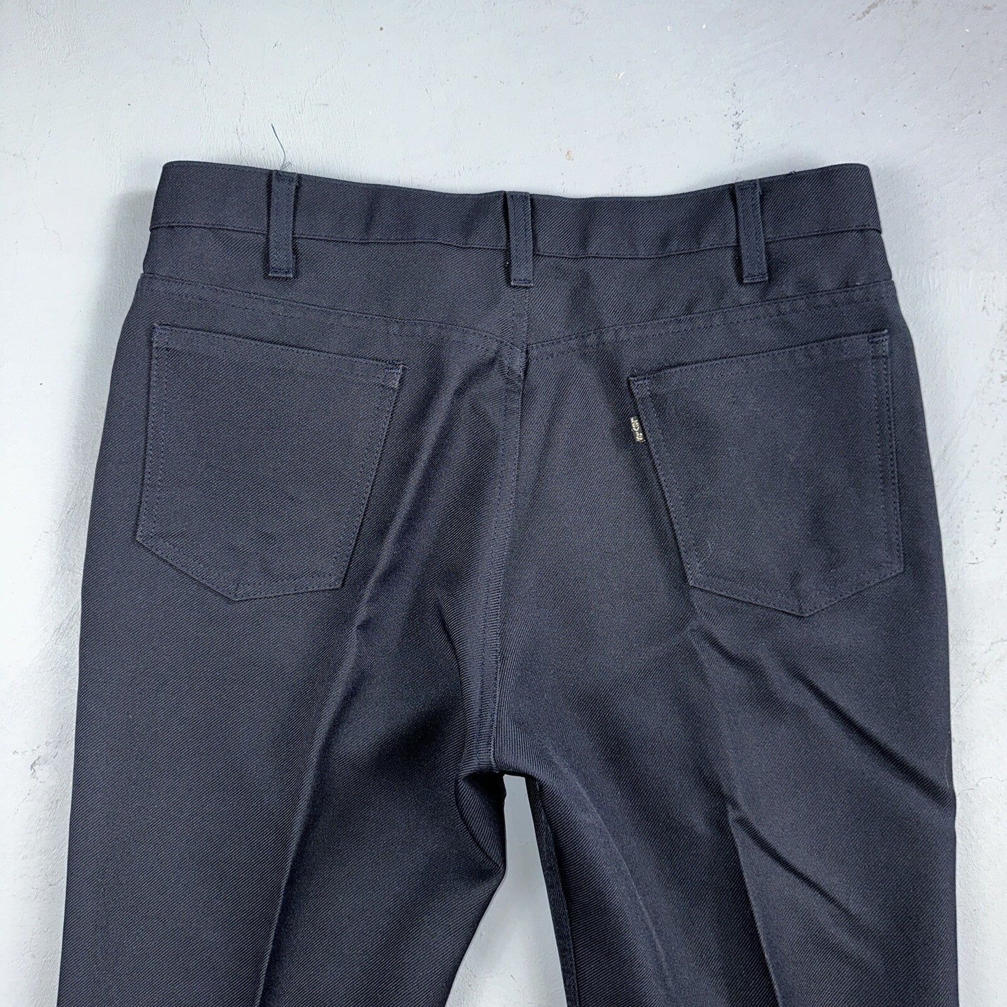 Levis 70s USA 517 36x32 Bootcut Pants Navy Blue Polyester Slacks Vintage 34x27