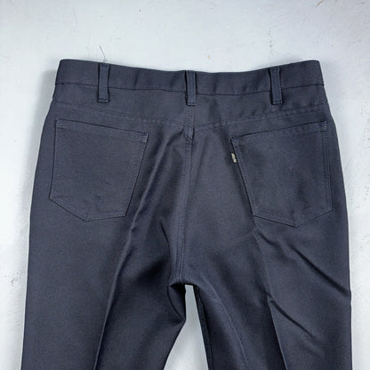 Levis 70s USA 517 36x32 Bootcut Pants Navy Blue Polyester Slacks Vintage 34x27
