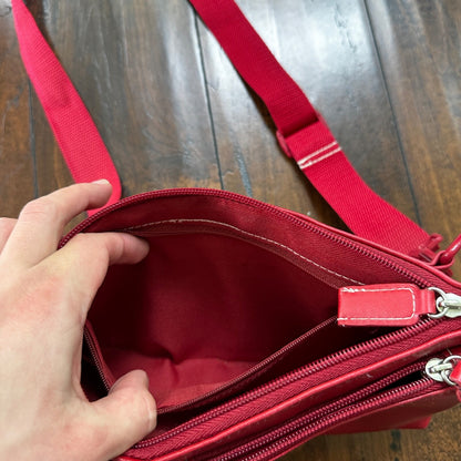 Women’s Crossbody Bag Medium Pockets Purse RED Color VTG 1980s 80s