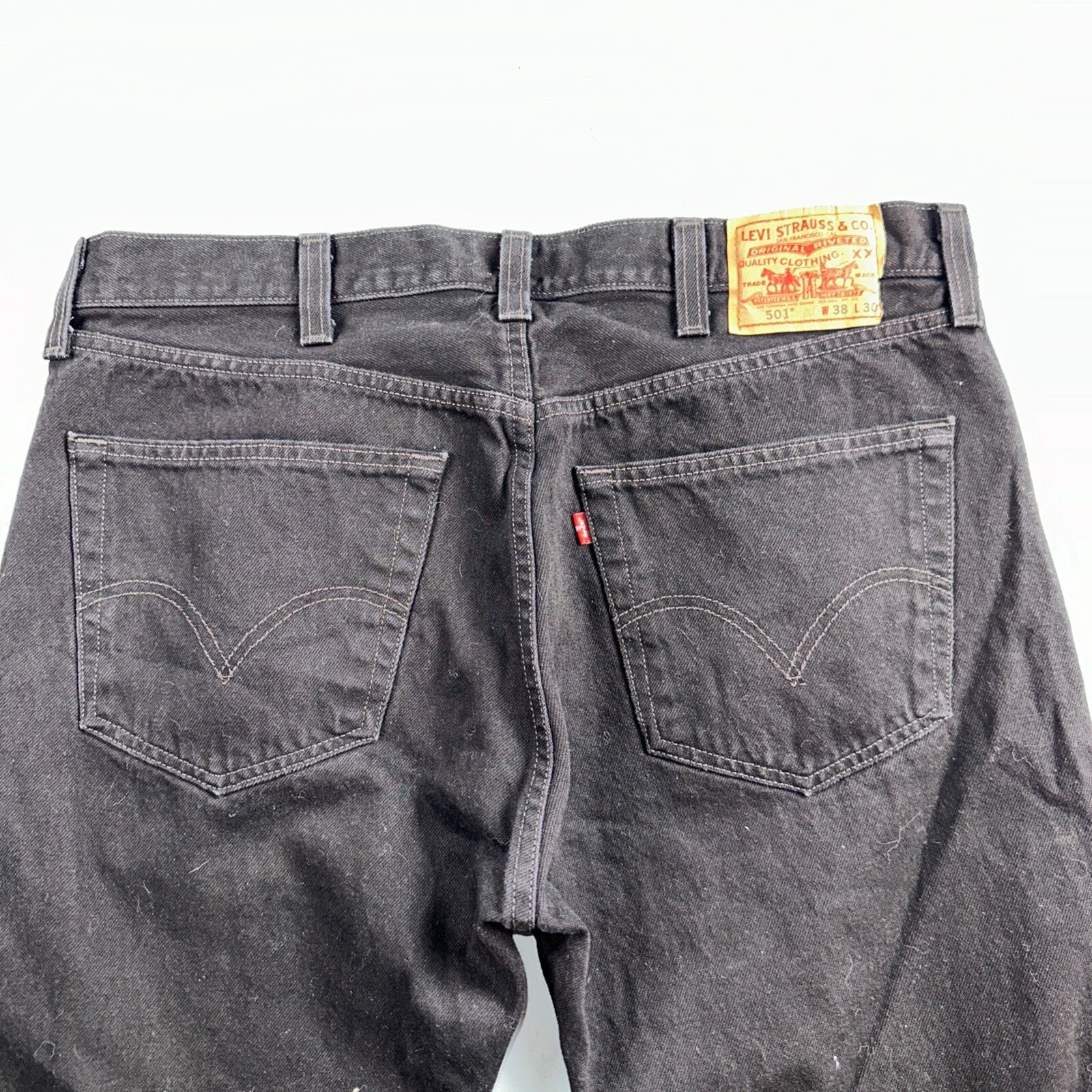 Levis 501 Vintage Y2K Mexico XX Straight Leg Jeans Black Dark Wash 38x30