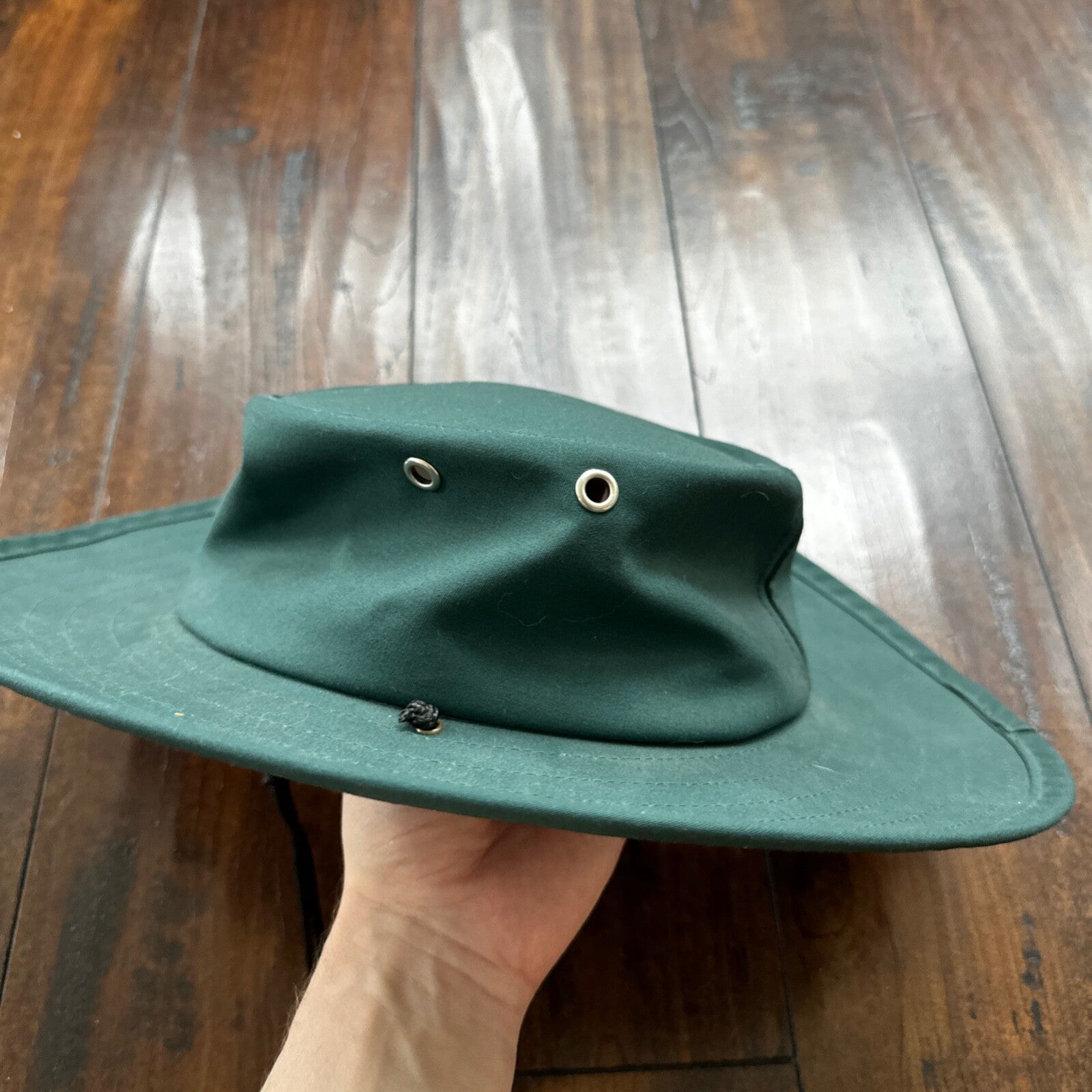 Vintage Summer Club Wide Brim Hat Australia Chin Strap Beach Sun Boho Green Hike