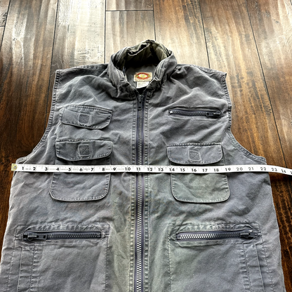 Banana Republic VINTAGE Safari Vest Mens Large Blue Pockets Cargo 90s Zipper