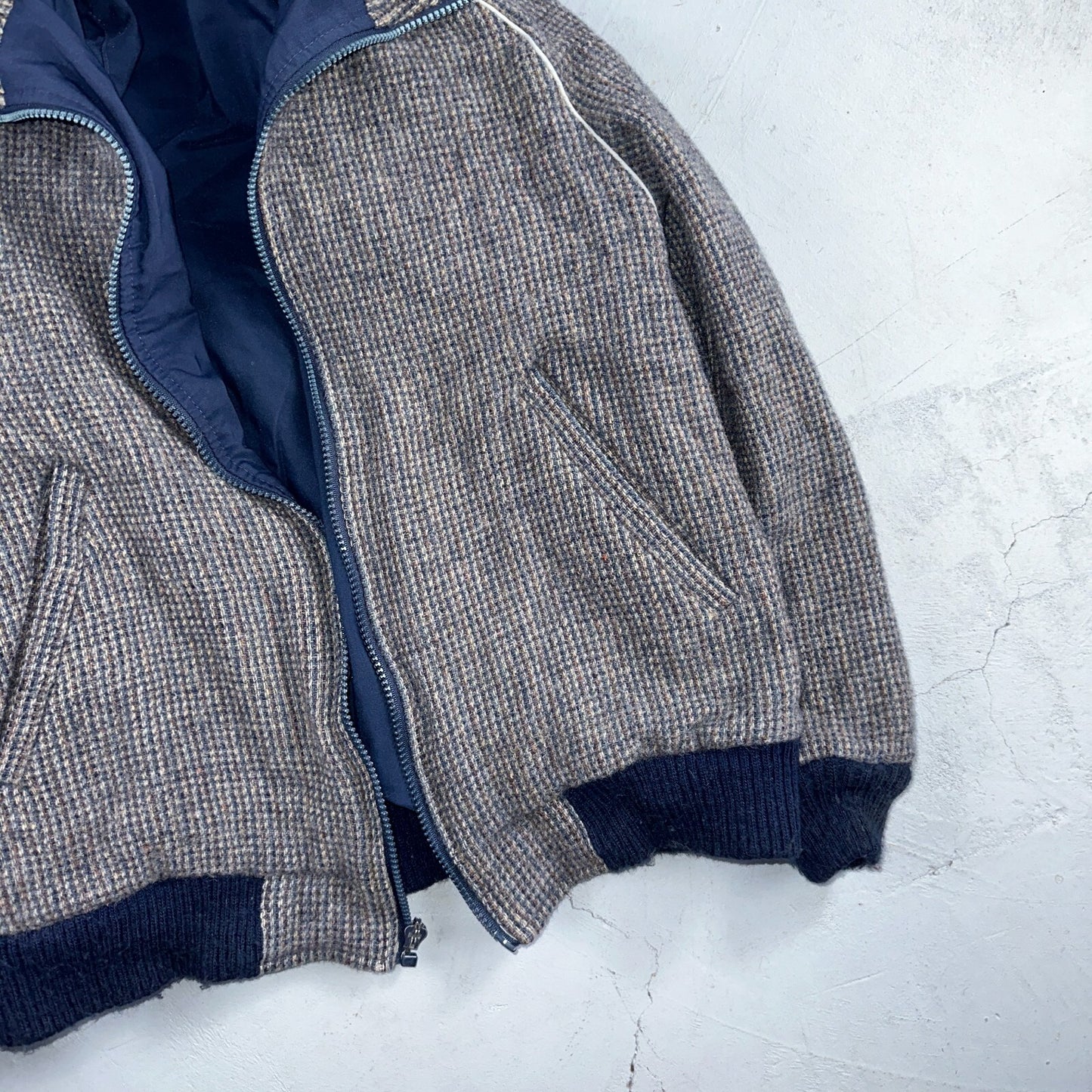 PENDLETON VTG USA Men’s Medium Blue Insulated Wool Bomber Jacket Broken Zipper