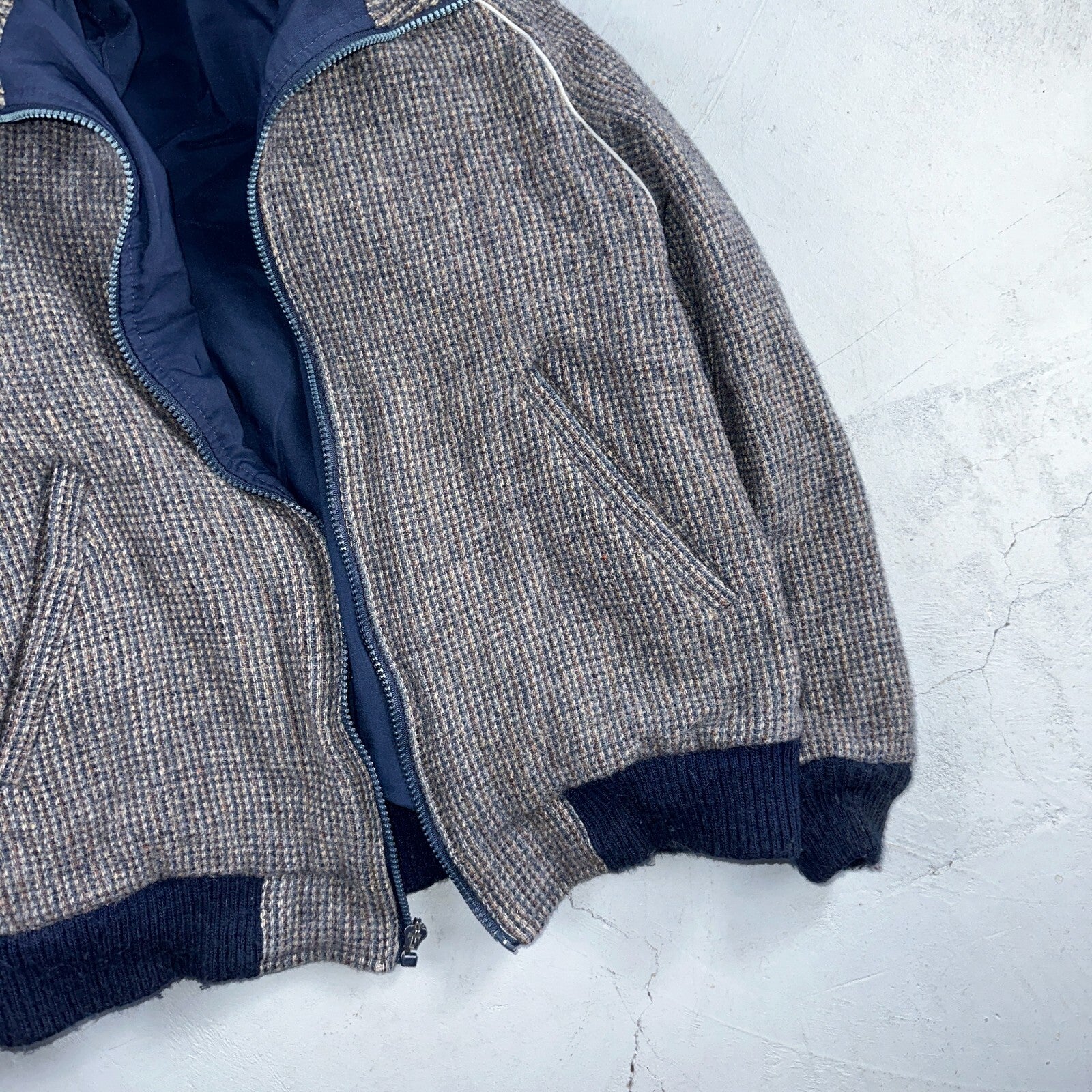 PENDLETON VTG USA Men’s Medium Blue Insulated Wool Bomber Jacket Broken Zipper