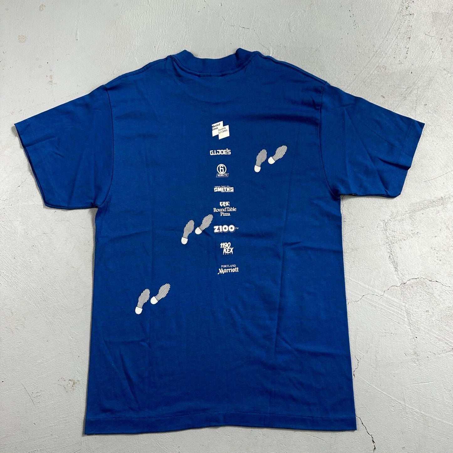 March Dimes Foot Print 80s VTG T Shirt 1989 Portland Oregon PDX Birth Baby Fun
