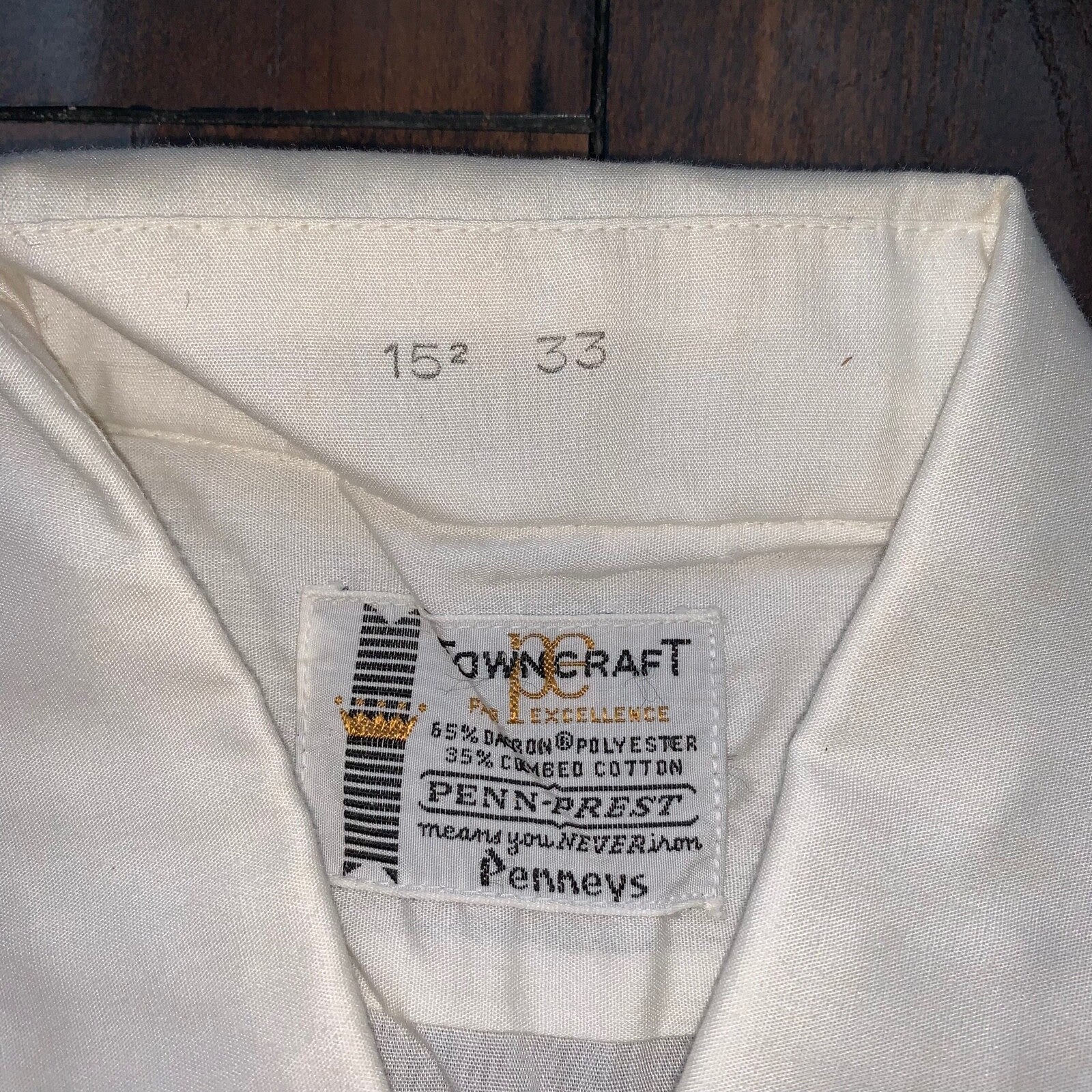 Towncraft basic White Vintage Button Down Shirt Penneys 60s 70s Sanforized