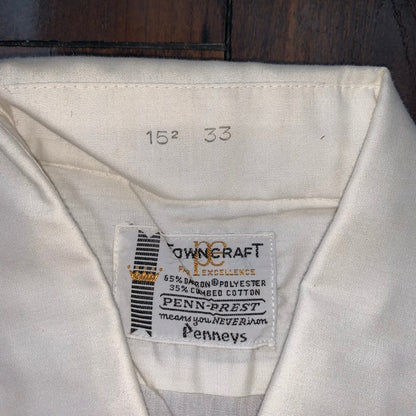 Towncraft basic White Vintage Button Down Shirt Penneys 60s 70s Sanforized