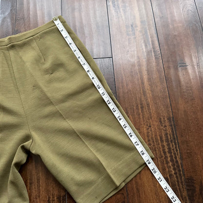 Vintage USA Rockabilly Womens Shorts Disco Wool? 70s 80s Church Funky Green Army