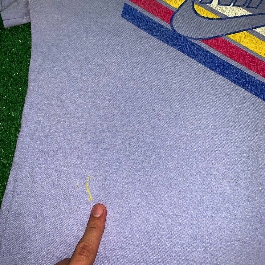 Nike Vintage T Shirt USA Rare Womens LGBTQ Rainbow Running Blue Tag 80s Swoosh