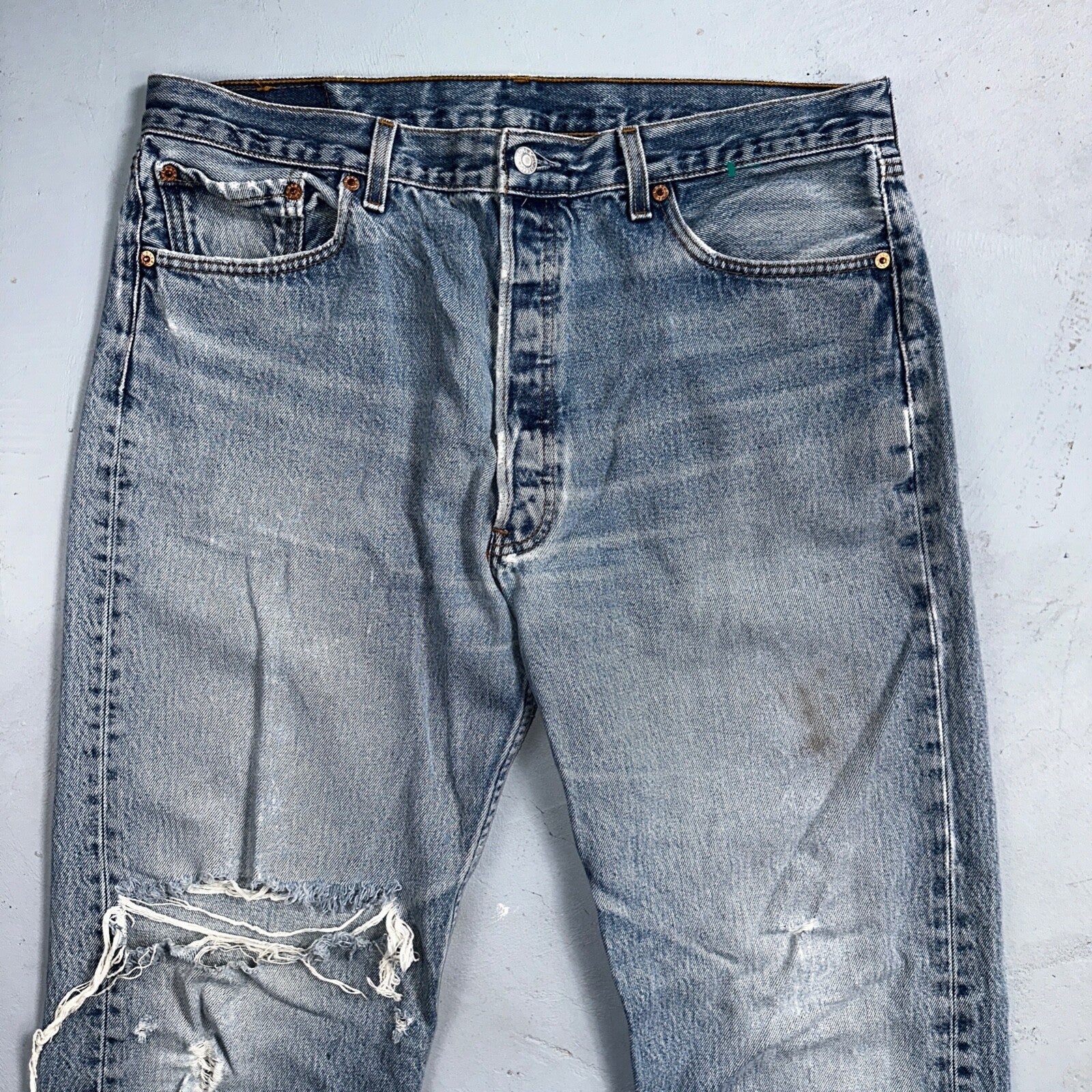Levis 501 Vintage 90s XX Straight Leg Mexico Jeans 38x34 Light Wash Act 35x31