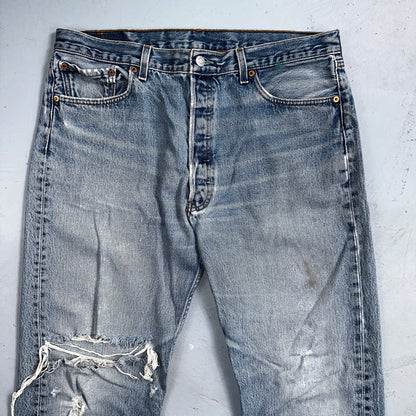 Levis 501 Vintage 90s XX Straight Leg Mexico Jeans 38x34 Light Wash Act 35x31