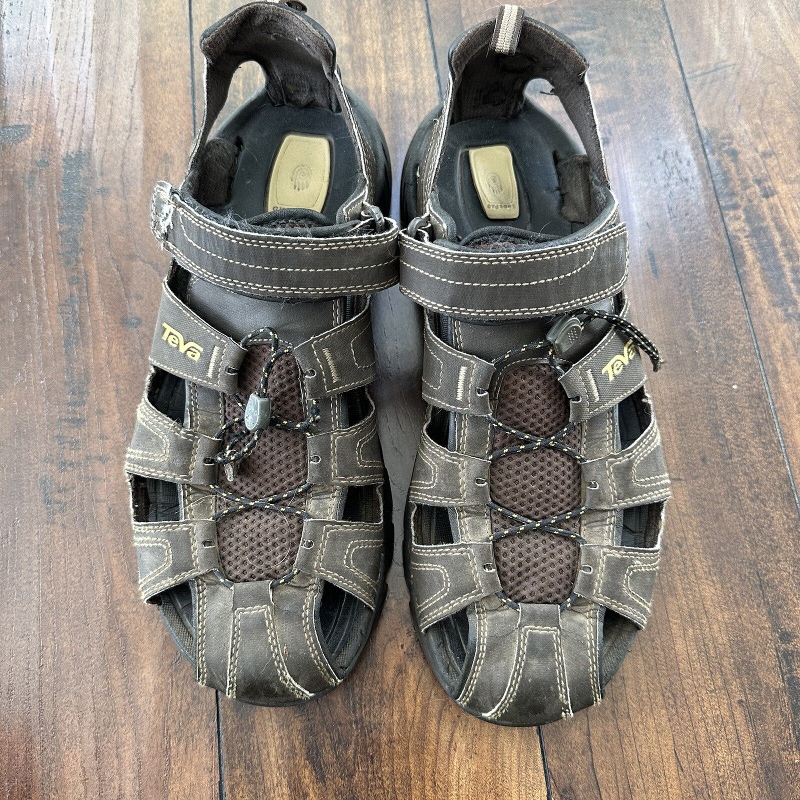 Teva Mens Shocpad Brown Gray Closed Toe Hook Loop Fisherman Sandals Size 12